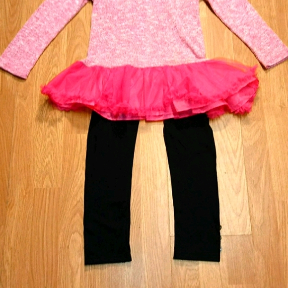 NWT Girls 2-Piece Set Bobbie Brooks Pink Bow Top & Black Leggings Size 7/8 - Picture 3 of 5